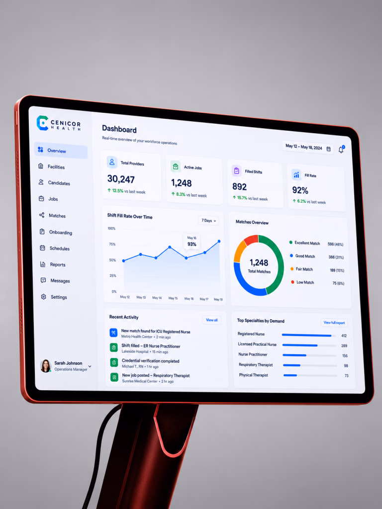 Healthcare professional using Cenicor Health platform