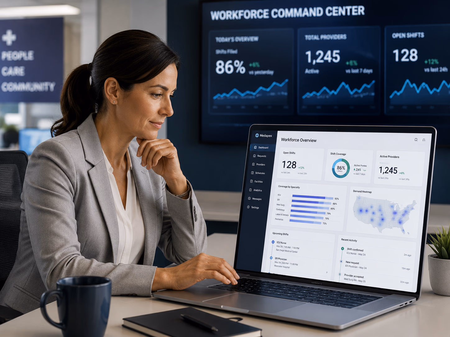 Healthcare professional at workstation